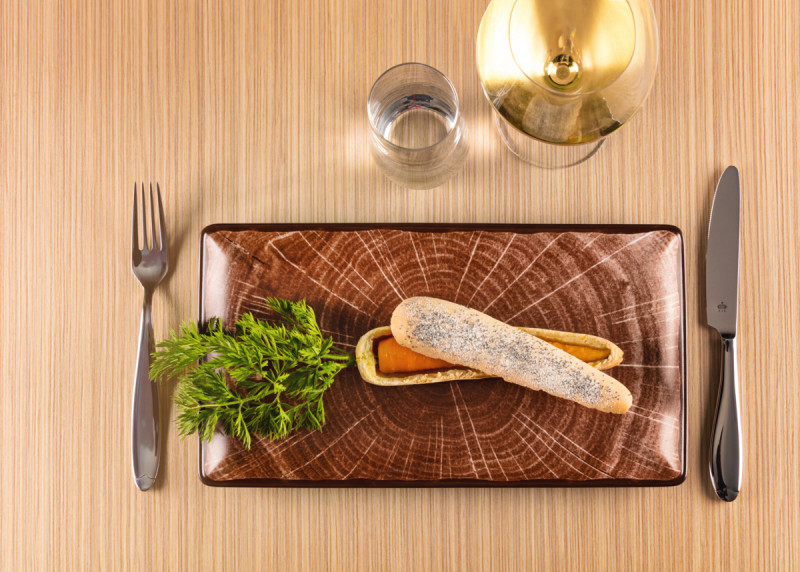Assiette plate rectangulaire brun porcelaine 33,5x18 cm Woodart Rak