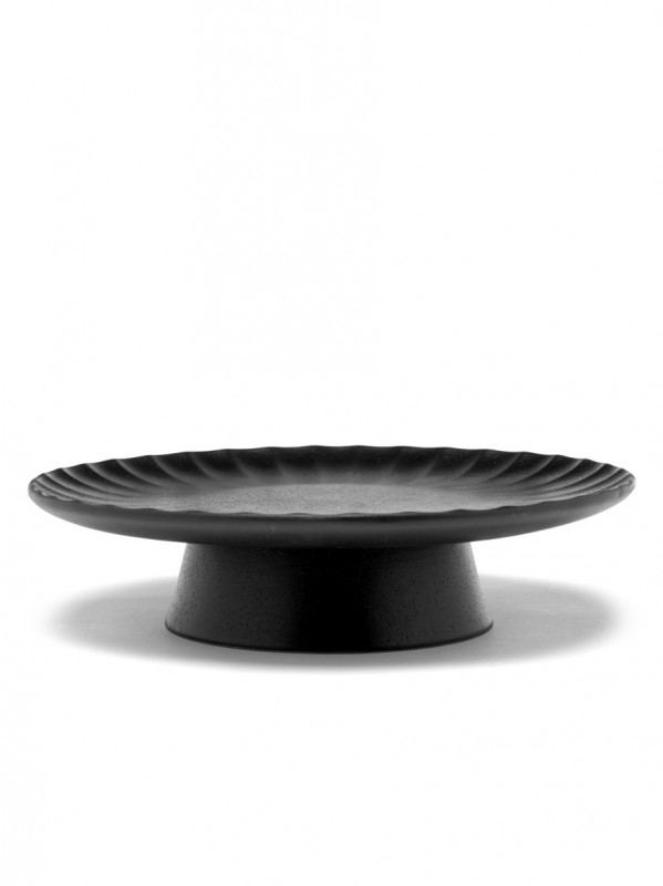 Présentoir à pâtisserie rond noir grès émaillé Ø 24 cm Inku Serax