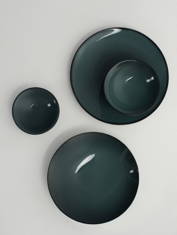 Assiette à bord droit rond vert de gris porcelaine vitrifiée Ø 20 cm Javeil Velvet Astera