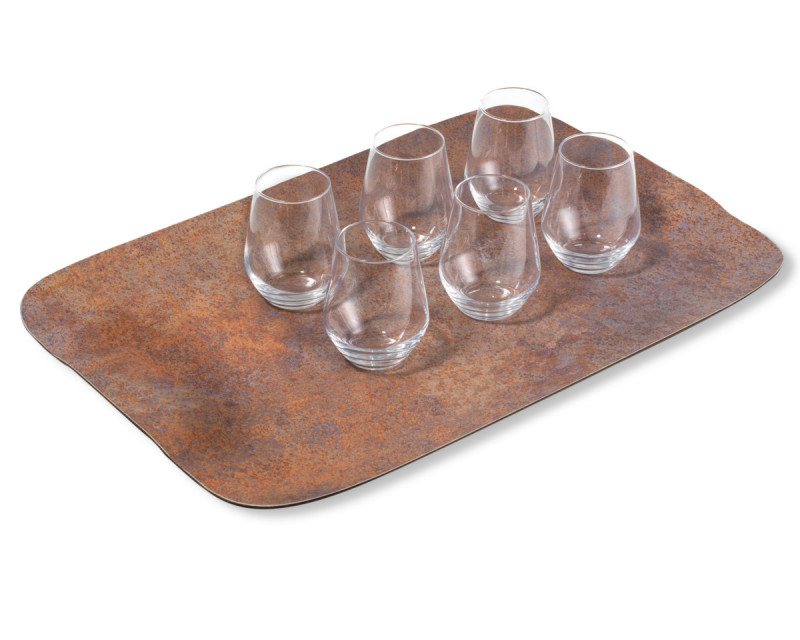 Plateau bois rouille 60x40 cm Papillon Platex