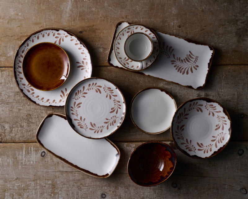 Assiette plate organique terracotta porcelaine vitrifiée Ø 23 cm Harvest Mediterranean Dudson