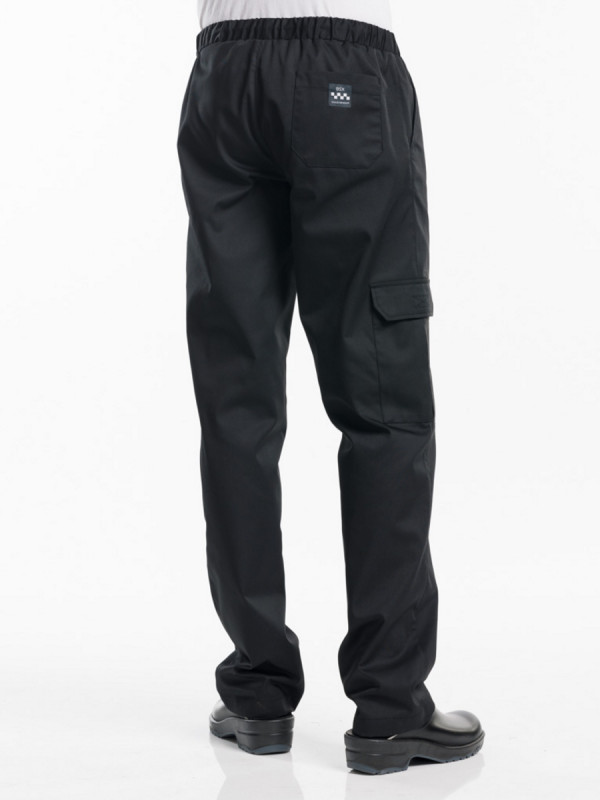 Pantalon de cuisinier noir M Baggy Chaud Devant