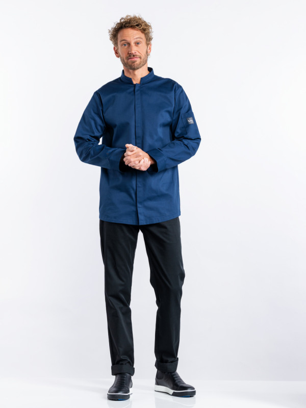 Veste de cuisine manches longues bleu marine S Sabor Chaud Devant
