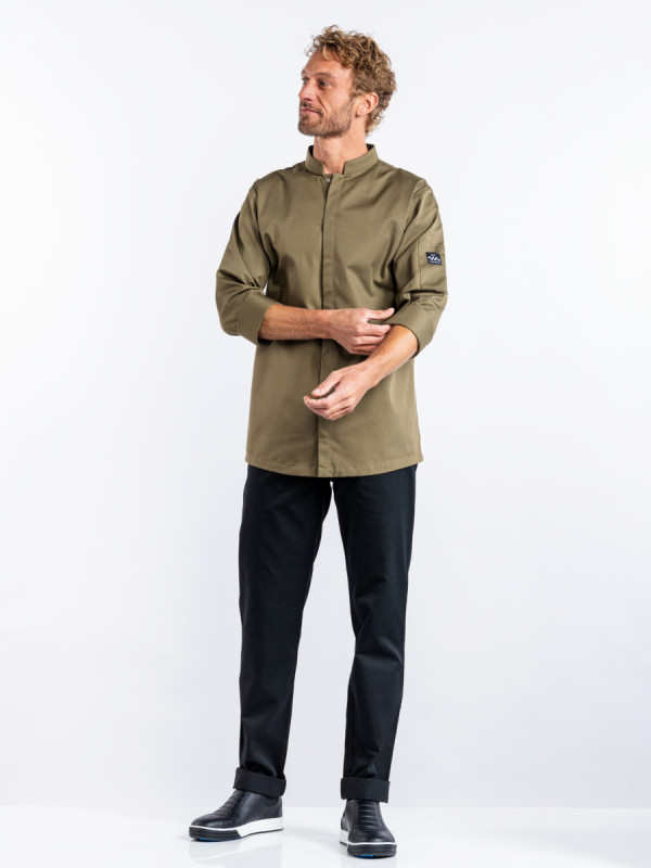 Veste de cuisine manches longues olive S Sabor Chaud Devant